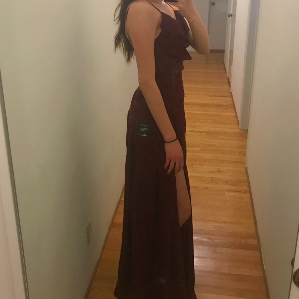 Burgundy Embroidered Maxi Dress